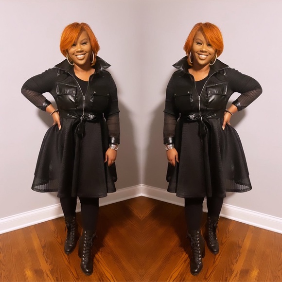 Black Mesh Trench Coat with Belt - Picture 2 of 5